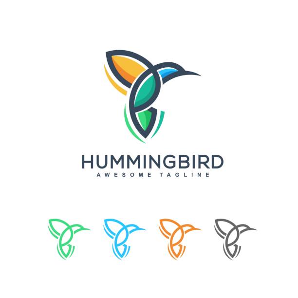 ilustraciones, imágenes clip art, dibujos animados e iconos de stock de abstracto colibrí idea ilustración vector diseño plantilla - canturrear