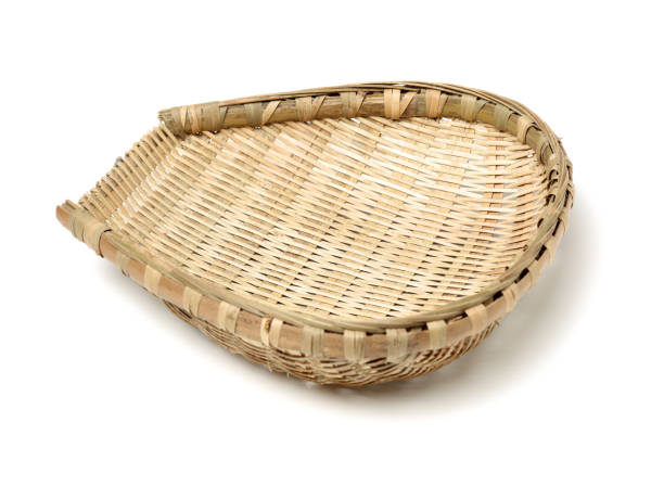 istock Bamboo basket hand made isolated on white background. Woven from bamboo tray. 1134586326
