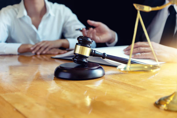 istock Lawyer or judge gavel with balance work 1134588597