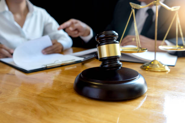istock Lawyer or judge gavel with balance work 1134588601