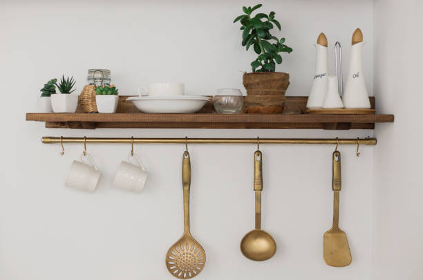 istock Kitchen corner shelf with spoons scoops and spices 1134594715