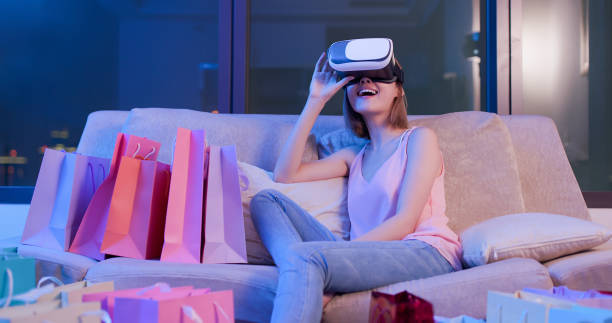 istock woman shopping with VR headset 1134594837