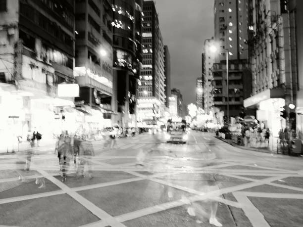 istock Blurred motion in Mong Kok district by night, Hong Kong 1134596142