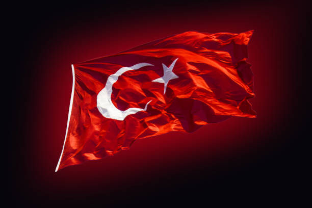 istock Turkish national flag with white star and moon in view 1134598265