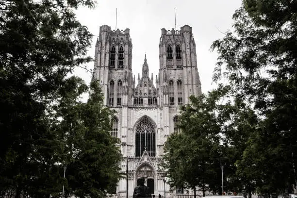 Photo of Cathedral of St Michael and St Gudula in the center of Brussels, Belgium