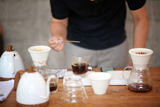 istock Barista making drip coffee and accessories on the table 1134600011