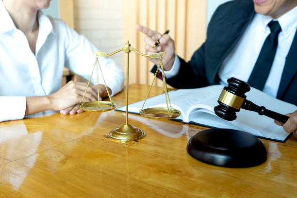istock Lawyer or judge gavel with balance work with client 1134601246