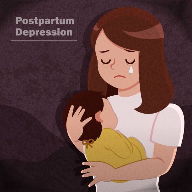 ilustrações, clipart, desenhos animados e ícones de conceito de depressão pós-parto - 264