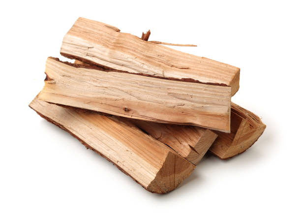 Pile of firewood isolated on a white background