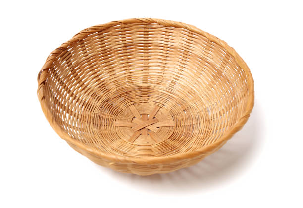 istock Bamboo basket hand made isolated on white background. Woven from bamboo tray. 1134605082
