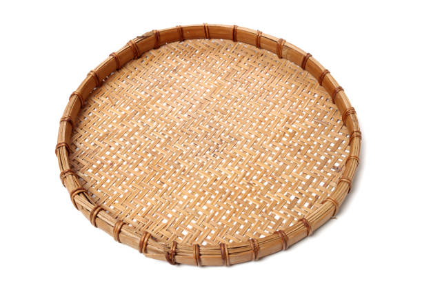 istock Bamboo basket hand made isolated on white background. Woven from bamboo tray. 1134605371
