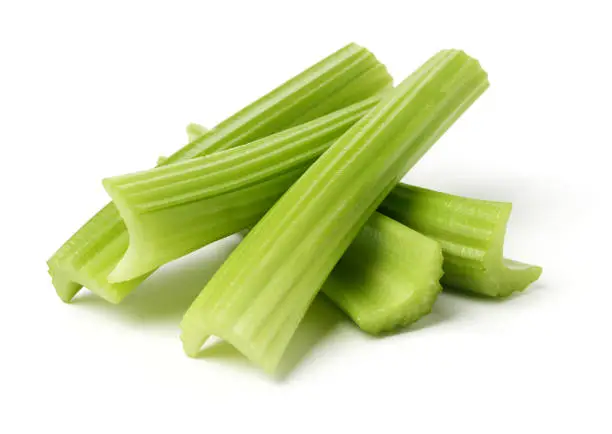 Photo of celery on a white background
