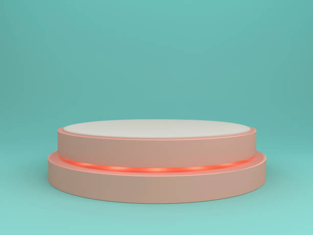 istock Abstract round pink podium with spotlights on blue background 1134625656