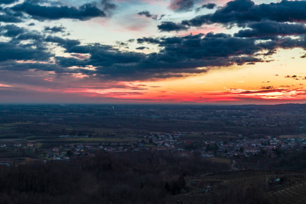 istock Colorful sunset in the italian vineyards 1134629862