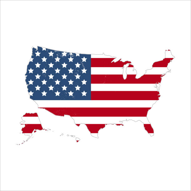 istock USA country silhouette with flag on background, isolated on white 1134637981