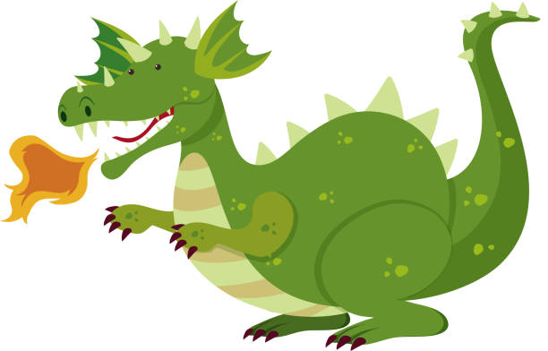 postać zielonego smoka - smok postać fikcyjna stock illustrations