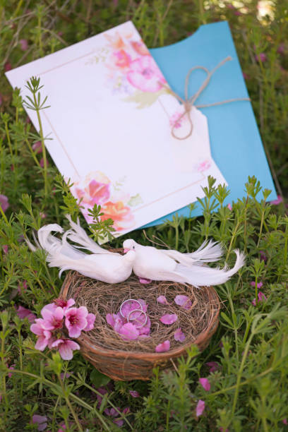 istock wedding invitation, wedding rings in love 1134644025
