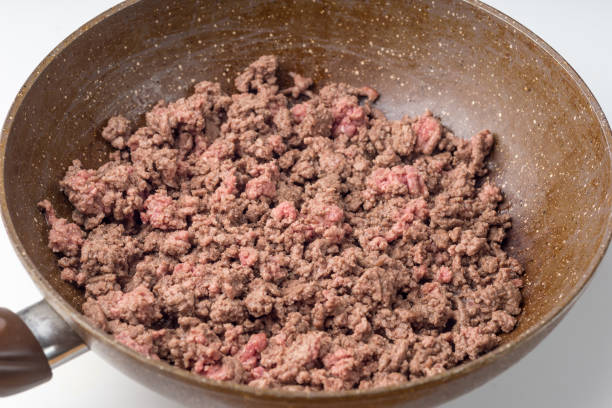 istock Cooking minced meat in a frying pan. 1134654375