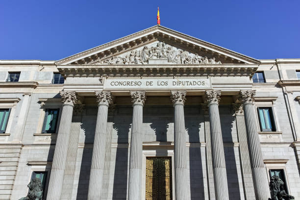 Building of Congress of Deputies (Congreso de los Diputados) in City of Madrid, Spain stock photo