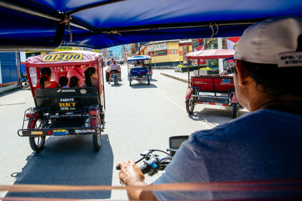 Mototaxis in the streets of Tarapoto stock photo