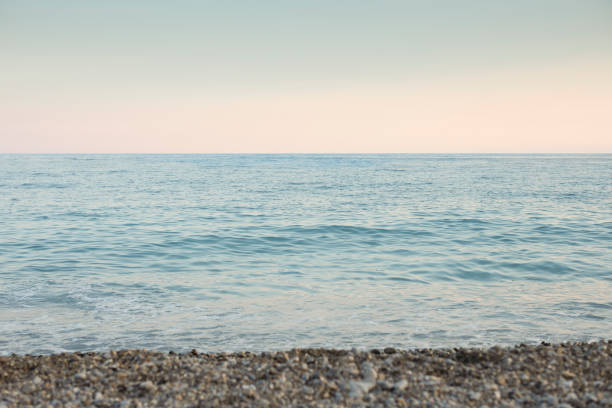 Calm in the sea bay. Berdyansk Spit is located in the north of the Azov Sea, separating the Gulf of Berdyansk from the sea. Currently, the Berdyansk Spit is located in the city limits of Berdyansk.