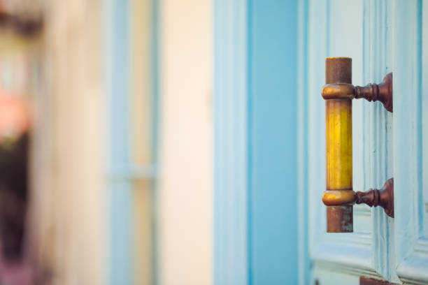 istock Close-up of a blue door 1134659103