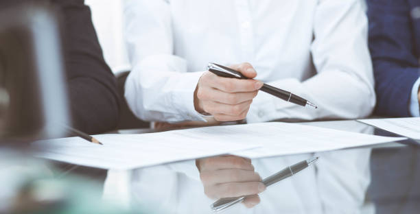 istock Bookkeepers team or financial inspectors  making report, calculating or checking balance. Group of people at work. Business operations concept 1134660179