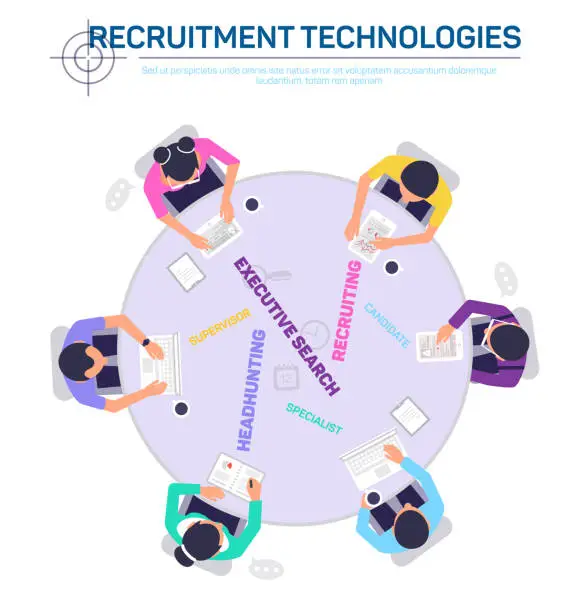 Vector illustration of Vector Recruitment Technologies Service Agency.