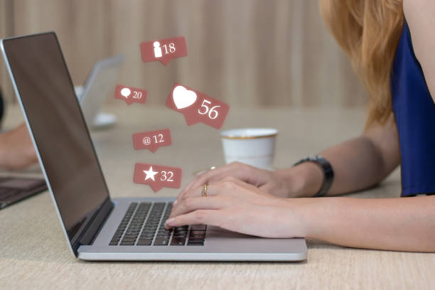 istock Woman hands using laptop for social media marketing and ecommerce concept. 1134662004