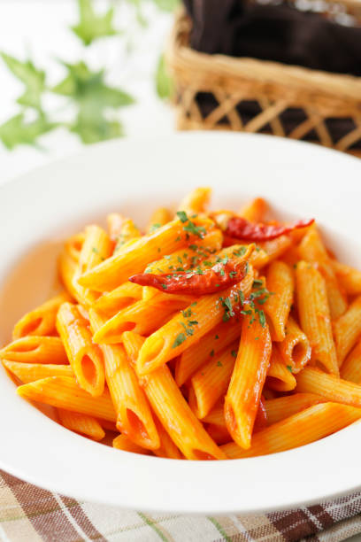 istock Pasta pens in angry sauce. 1134662998