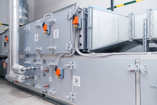 Industrial ventilation handling unit. Recirculation system appliance stock photo