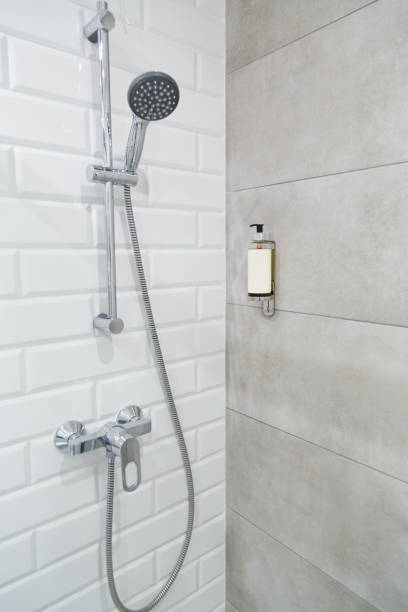 istock Shower in modern hotel bathroom 1134669919