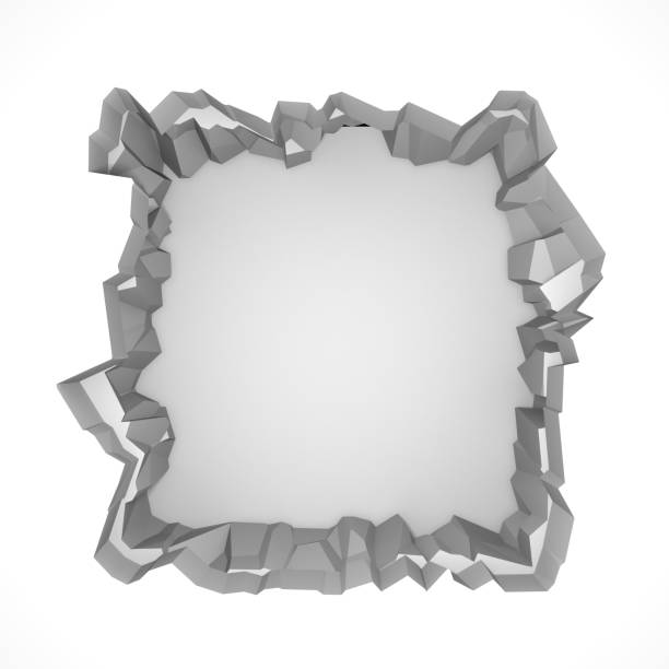 istock Dark destruction cracked hole in white stone wall 1134670066
