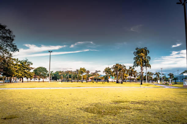 Panoramic view of Praça da Rosa Mistica, located in the city center of Lucas do Rio Verde, Mato Grosso, MT, Brazil.