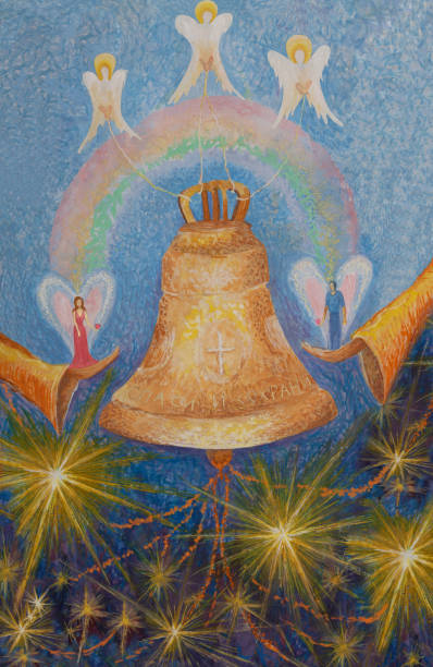Fashionable illustration modern artwork my original oil painting on canvas symbolic picture of family values love declaration wedding bride and groom marriage of lovers connects a bridge of rainbow under their feet the stars and space against the sky in s Fashionable illustration modern artwork my original oil painting on canvas symbolic picture of family values love declaration wedding bride and groom marriage of lovers connects a bridge of rainbow under their feet the stars and space against the sky in shades of blue wedding decoration for church background stock illustrations