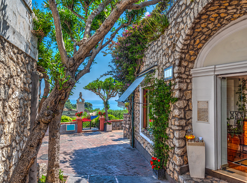 Picturesque corner by the sea in world famous Capri island, Italy