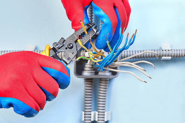 istock Mounting of electrical wiring junction box. 1134684266