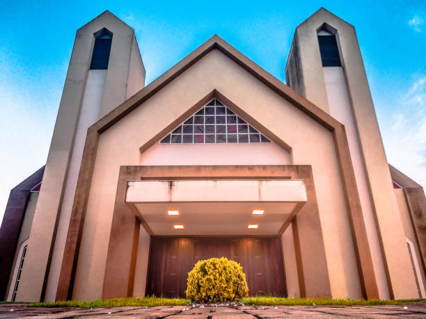 Panoramic view of the Church of Our Lady of the Rosa Mistica, located in the city center of Lucas do Rio Verde, Mato Grosso, MT, Brazil.