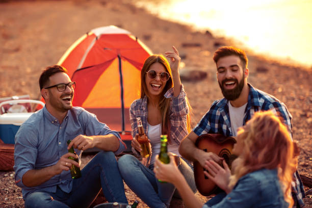 istock Group of friends on camping 1134697245