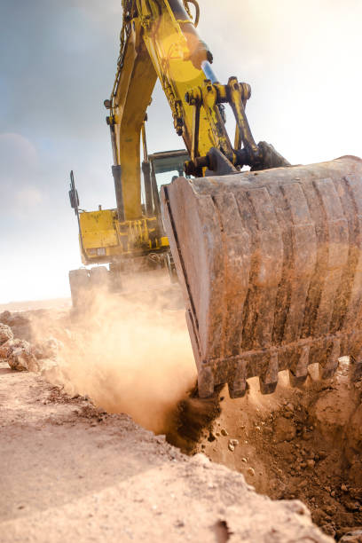 istock close up on an excavator in action 1134701746
