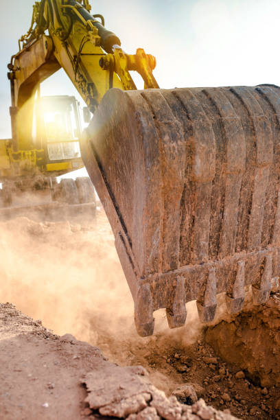 istock close up on an excavator in action 1134701822