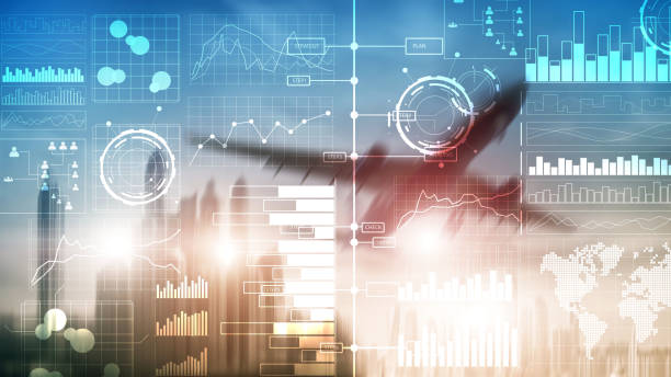 istock Business intelligence. Diagram, Graph, Stock Trading, Investment dashboard, transparent blurred background 1134702136