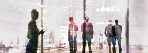 Business intelligence. Diagram, Graph, Stock Trading, Investment dashboard transparent blurred background