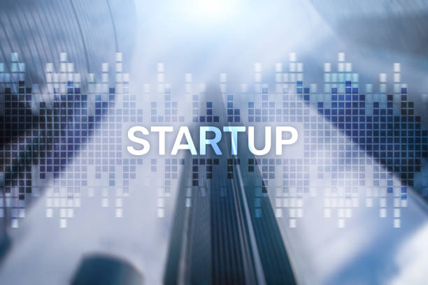 istock Startup concept with double exposure diagrams blurred background. 1134702296