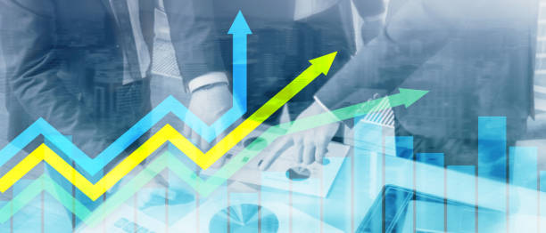 istock Financial growth arrows graph. Investment and trading concept. 1134703056