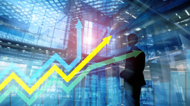 istock Financial growth arrows graph. Investment and trading concept. 1134703114