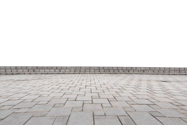 istock empty concrete square floor isolated on white background. Can use as a foreground material or present product. 1134703222