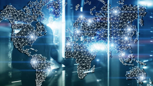 istock Global World Map Double Exposure Network. Telecommunication, International business Internet and technology concept. 1134703432