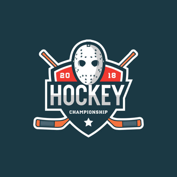 illustrations, cliparts, dessins animés et icônes de logo de hockey. illustration de vecteur d'emblème de sport - hockey mask