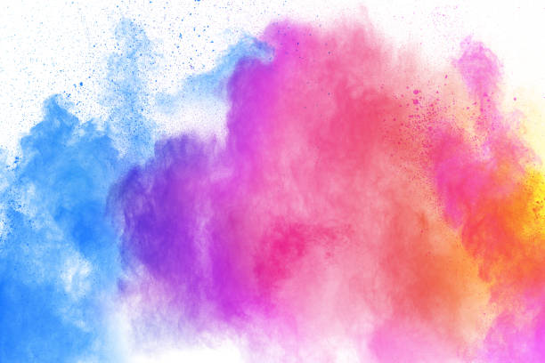 istock Multicolored powder explosion on white background. Launched colourful dust particles splashing. 1134706974